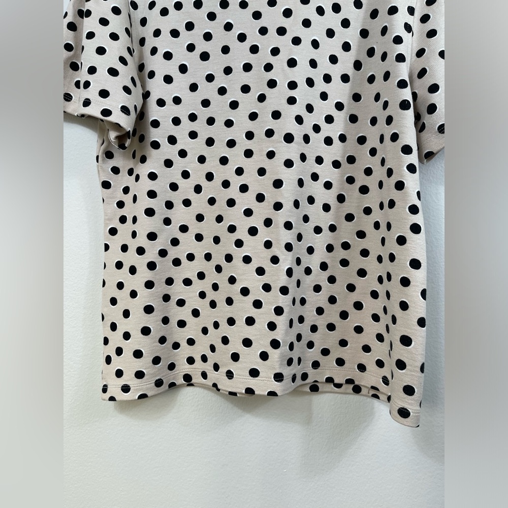 ANN TAYLOR Polka Dot Women's T-Shirt Beige and Black  Size S - Picture 10 of 12